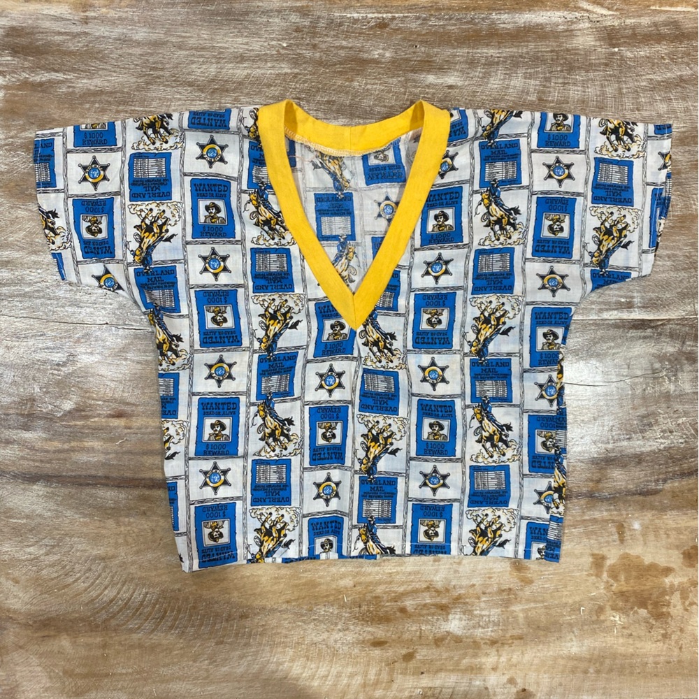 Vintage Western Pattern V Neck Shirt